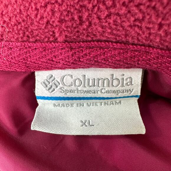 Columbia Jacket WMNS XL Fuchsia Full Zip High Neck Fleece Sleeve Quilted Outdoor - Picture 9 of 10